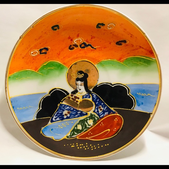 Goddess of Mercy,Gilded Hand Painted Cup & Sauser - Picture 6 of 10